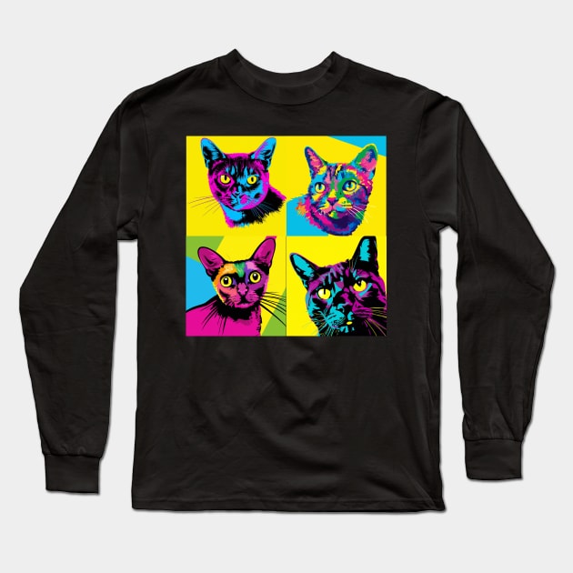 Havana Pop Art - Cat Lover Gift Long Sleeve T-Shirt by PawPopArt